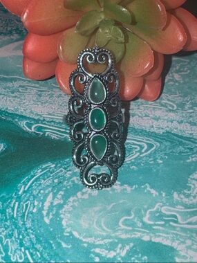 Green Chalcedony Silver Ring